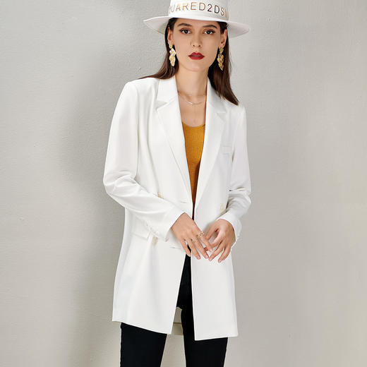 剩S/M/XL 芳外双排扣直筒设计西装外套宽松街头风女式西服 商品图3
