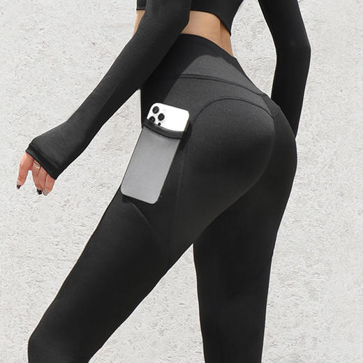 【买一送一】春夏口袋瑜伽裤高腰收腹提臀显瘦裸感外穿九分裤运动健身裤 商品图5
