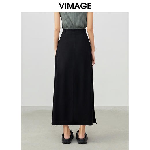 VIMAGE/纬漫纪夏季新款优雅时尚高腰开叉百搭半身裙女V1706322 商品图5