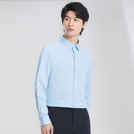 圣得西男士三防弹力长袖衬衫春季新款无缝修身薄款商务衬衣2212952806 商品图1