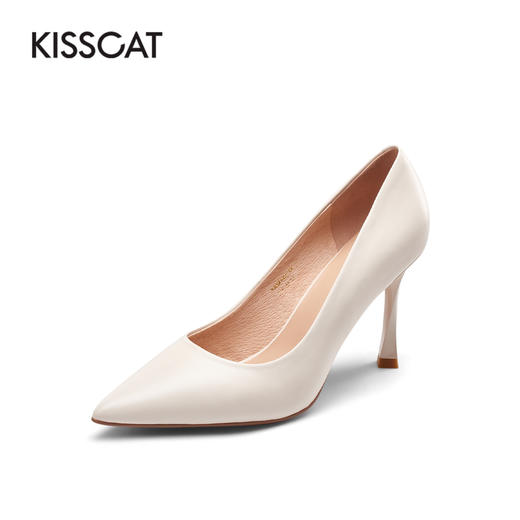 接吻猫超高跟鞋女2022年春夏季新款通勤气质尖头细跟羊皮单鞋女鞋32122-12 商品图5