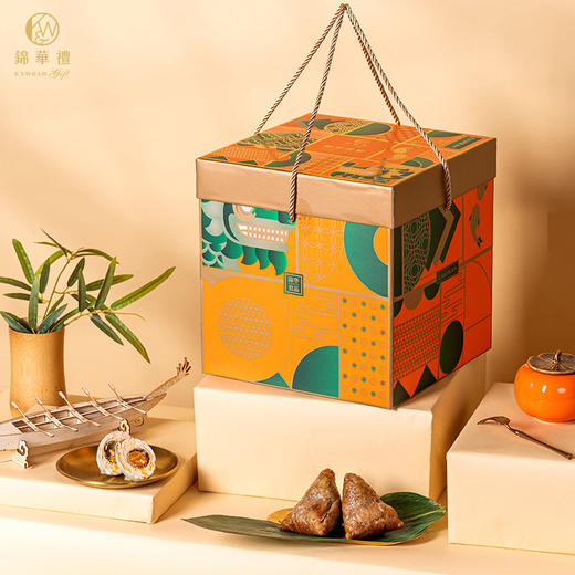 【乐在其粽 限时拼团】锦华礼粽享佳宴鲜肉蛋黄蜜枣甜粽子鸭蛋饼干盒装1240g 不参与返券活动 商品图2