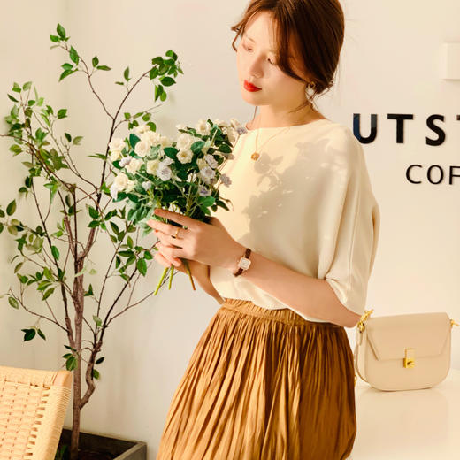 【百图 lulu定制 】【流光裙 】不食人间烟火的气质 米杏色 千褶裙 商品图9