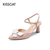 接吻猫2022夏季新款时尚甜美尖头高跟鞋包头细跟时装凉鞋单鞋女32118-10 商品缩略图1