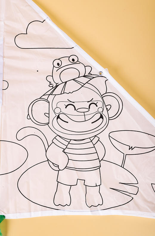 直播间-单件包邮-DIY涂色风筝套装（风筝一枚，12色水彩笔一包，30米风筝线轴） 商品图3