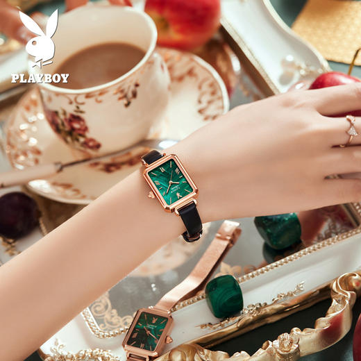 「七夕轻奢佳礼！孔雀绿高颜值」新款花花公子品牌手表小绿表ins抖音女士手表女表 商品图1