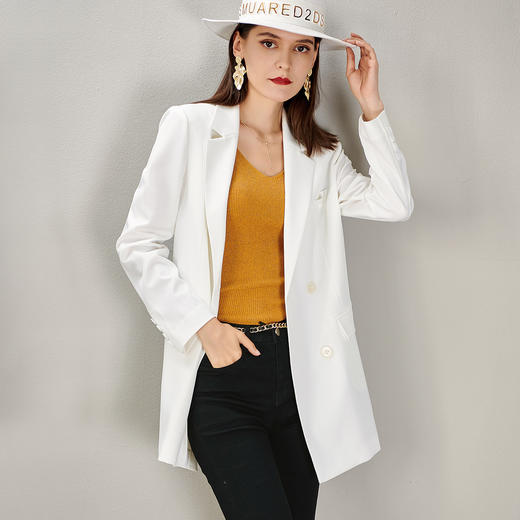 剩S/M/XL 芳外双排扣直筒设计西装外套宽松街头风女式西服 商品图2