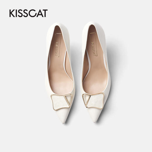 接吻猫春季新款职业通勤细跟高跟鞋舒适羊皮红色浅口单鞋女30117-13 商品图4