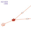 MEMORA诗普琳勿忘我系列玫瑰18K金红玛瑙贝母珍珠钻石双花项链套链(约2.3g)KN302201 商品缩略图5