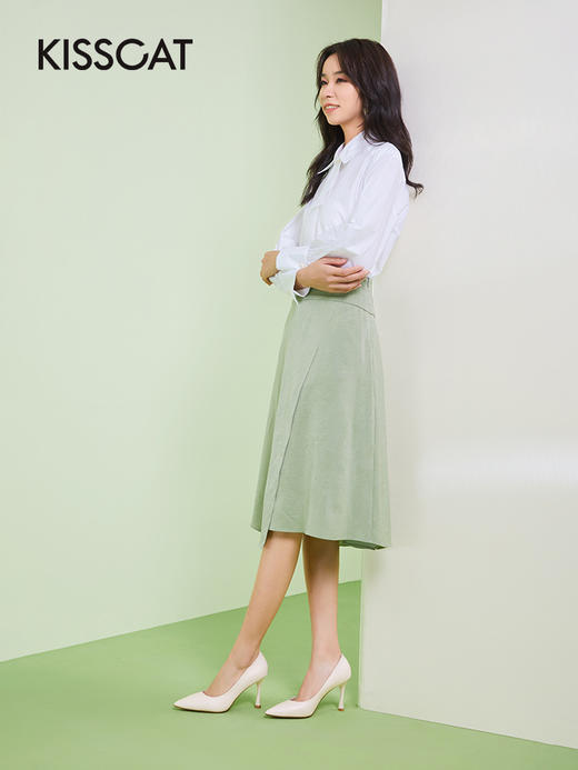 接吻猫超高跟鞋女2022年春夏季新款通勤气质尖头细跟羊皮单鞋女鞋32122-12 商品图1