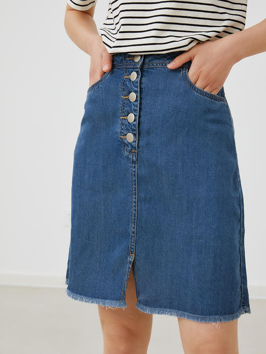 HeyDress复古天丝牛仔半身裙女夏季薄款高腰显瘦百搭小个子短裙子 商品图3