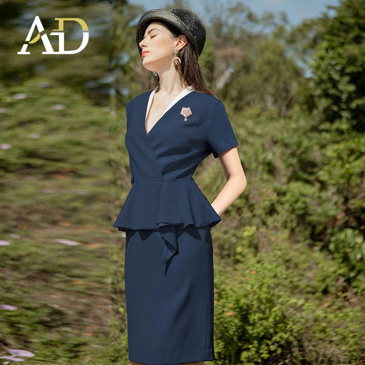 AD高级感轻奢职业连衣裙夏工作服高端酒店前台工作装女显瘦西服裙 商品图4