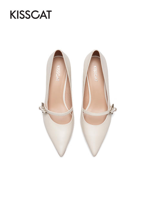 接吻猫高跟鞋女鞋2022春夏季新款珍珠玛丽珍仙女气质细跟尖头单鞋32126-17 商品图2