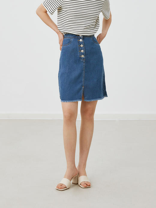 HeyDress复古天丝牛仔半身裙女夏季薄款高腰显瘦百搭小个子短裙子 商品图0