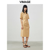 VIMAGE/纬漫纪夏季新款洋气时尚收腰显瘦露腰裙摆开叉连衣裙V1707336 商品缩略图1