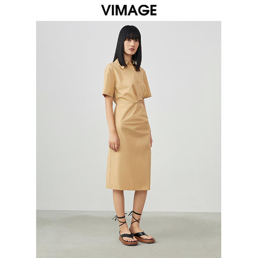 VIMAGE/纬漫纪夏季新款洋气时尚收腰显瘦露腰裙摆开叉连衣裙V1707336 商品图1