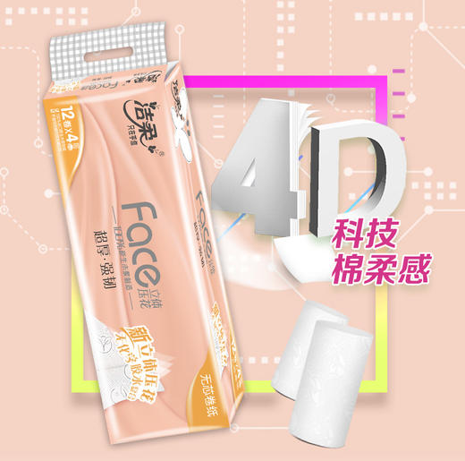 洁柔布艺圆点无芯卷纸12卷 （新老包装） 商品图1