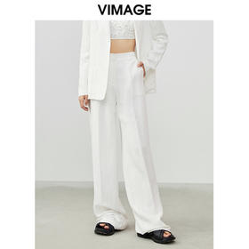 VIMAGE/纬漫纪夏季新款通勤职业干练时尚显瘦西装裤直筒长裤女V1705320