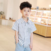 【两色可选 三次高温水洗全棉】龙之涵简约气质款短袖衬衣  免熨烫 随意穿 休闲百搭 尺码100-170 男童条纹拼接短袖衬衣 商品缩略图3