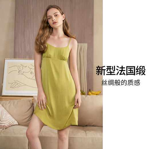HSIA遐 吊带睡裙女士夏季宽松U型露背性感抹胸式轻复古睡衣家居裙优质法国缎 商品图3