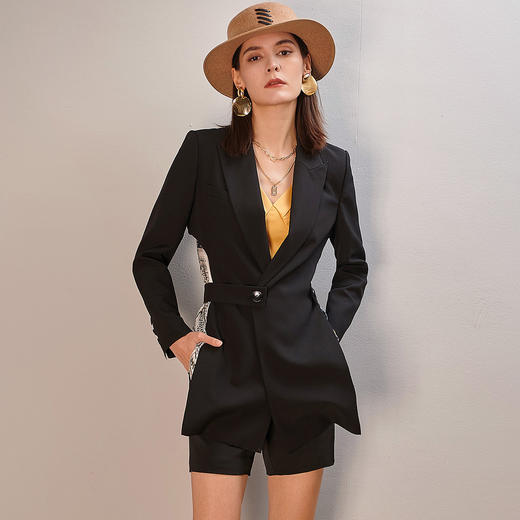 剩S/M/L/XL 芳外桑蚕丝混纺拼接外套立体拼接摩登时尚女式西服 商品图0