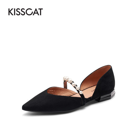 接吻猫女鞋2022春夏季新款甜美玛丽珍凉鞋气质珍珠尖头粗跟单鞋女32220-10 商品图5