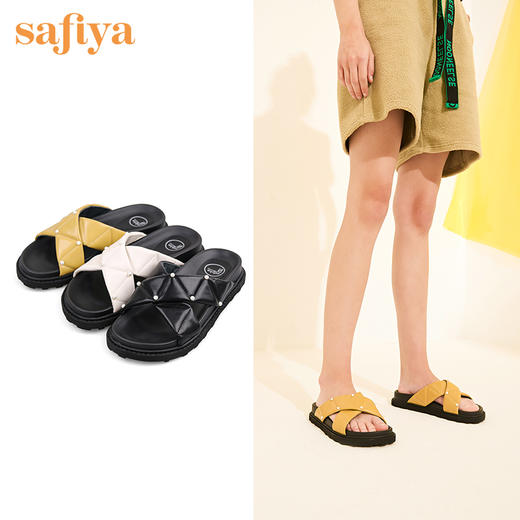 Safiya索菲娅交叉带小珍珠厚底凉拖2022夏季外穿拖鞋SF22110103 商品图0