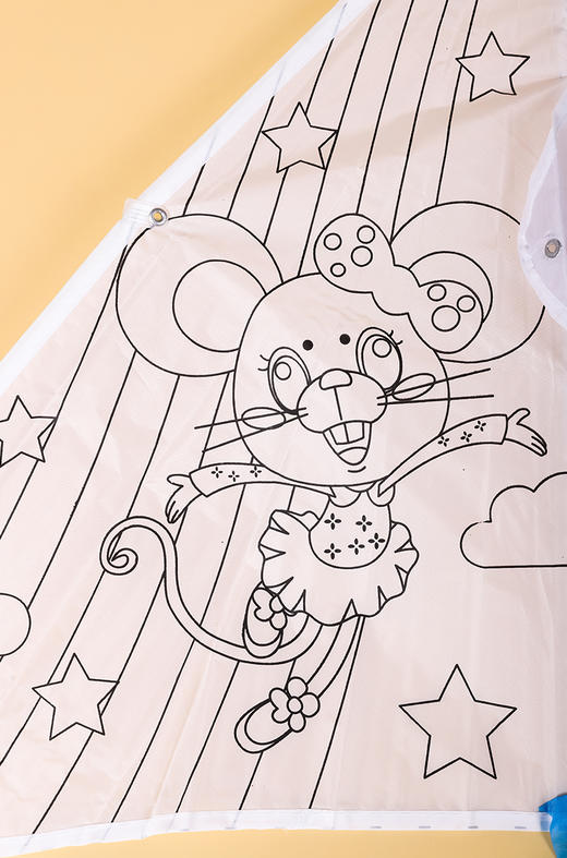 直播间-单件包邮-DIY涂色风筝套装（风筝一枚，12色水彩笔一包，30米风筝线轴） 商品图6