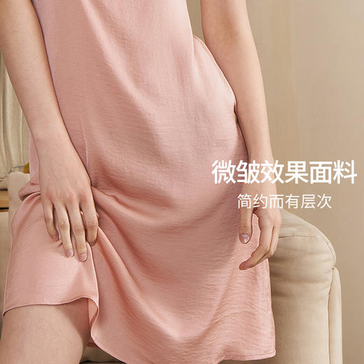 HSIA遐 吊带睡裙女士夏季宽松U型露背性感抹胸式轻复古睡衣家居裙优质法国缎 商品图4