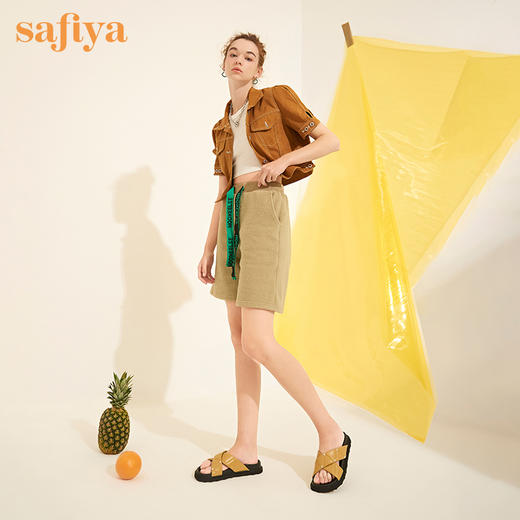 Safiya索菲娅交叉带小珍珠厚底凉拖2022夏季外穿拖鞋SF22110103 商品图6