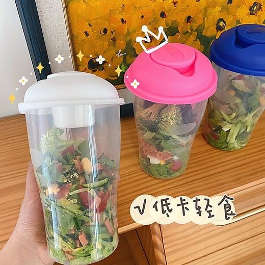 早餐沙拉杯梅森杯带勺盖酸奶杯便携牛奶低脂减重健康瘦体杯 商品图1