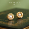 Manreya玛芮雅「太阳花」珍珠金属绕线耳钉女法式小众轻奢耳饰耳夹 商品缩略图3