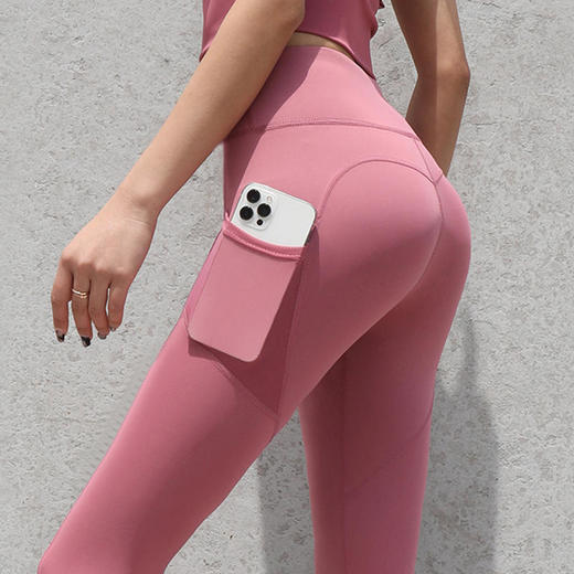 【买一送一】春夏口袋瑜伽裤高腰收腹提臀显瘦裸感外穿九分裤运动健身裤 商品图8