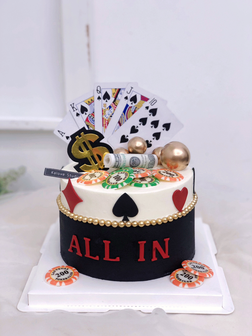 筹码扑克生日蛋糕