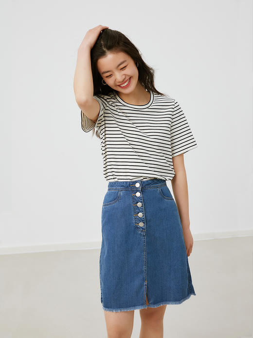 HeyDress复古天丝牛仔半身裙女夏季薄款高腰显瘦百搭小个子短裙子 商品图1