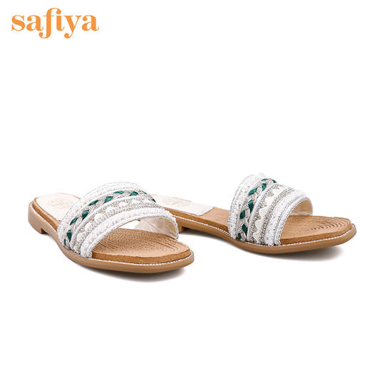 Safiya索菲娅民族风珍珠刺绣平底度假拖鞋2023新款凉鞋SF32110150 商品图3