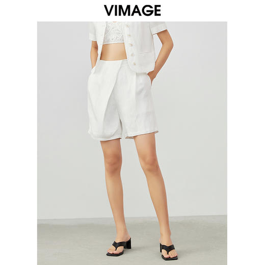 VIMAGE/纬漫纪夏季新款高腰宽松轻薄西装短裤V1705319 商品图4