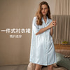 HSIA遐睡裙女士夏季豹纹印花落肩宽松舒适睡衣领短袖衬衫裙家居裙 商品缩略图1