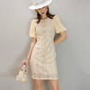 剩S 芳外优雅蕾丝裙夏季纽花设计淑女泡泡袖连衣裙 商品缩略图2