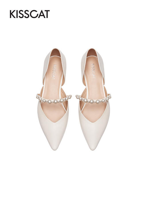 接吻猫女鞋2022春夏季新款甜美玛丽珍凉鞋气质珍珠尖头粗跟单鞋女32220-10 商品图2