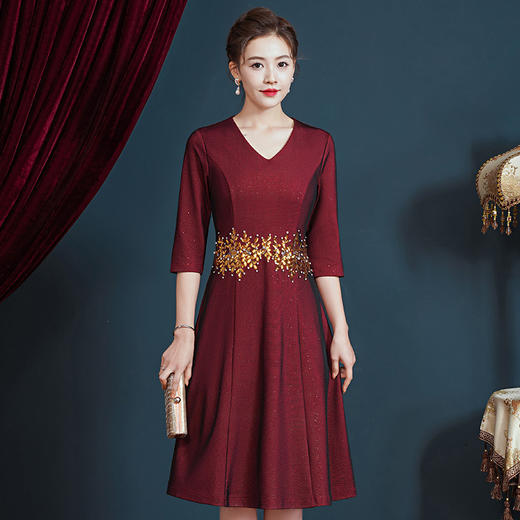 JC-5386喜婆婆婚宴装小个子婚礼服平时可穿简约大气显瘦连衣裙 商品图3