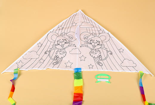 直播间-单件包邮-DIY涂色风筝套装（风筝一枚，12色水彩笔一包，30米风筝线轴） 商品图9