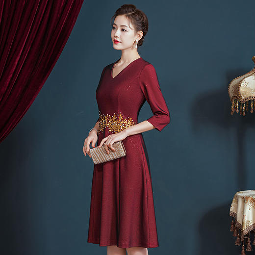 JC-5386喜婆婆婚宴装小个子婚礼服平时可穿简约大气显瘦连衣裙 商品图2