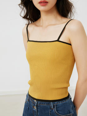 HeyDress针织吊带背心女夏季撞色边设计感别致内搭短款小众上衣