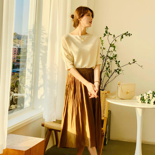 【百图 lulu定制 】【流光裙 】不食人间烟火的气质 米杏色 千褶裙 商品图10