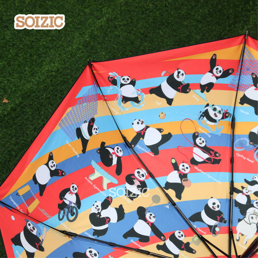 运动熊猫艺术晴雨伞 商品图1