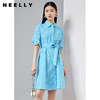 NEELLY纳俪商场同款格纹衬衫式连衣裙女收腰系带A字裙2022夏季N22044Y04420 商品缩略图1