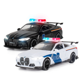 【宝马M4J车】合金车身四开门汽车模型 儿童玩具车J笛车模