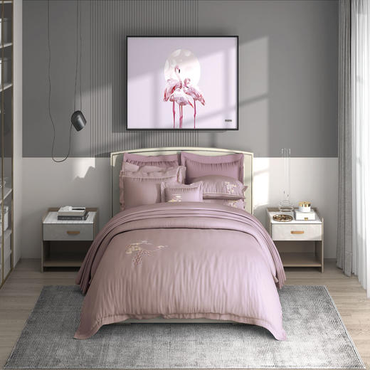 富安娜天丝素绣套件 床单四件套\鸢尾夫人 商品图0