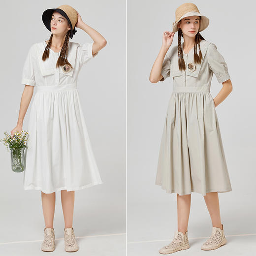 famecoco范可儿学院风纯棉衬衫裙少女夏季新款收腰连衣裙商场同款F223FA013 商品图4